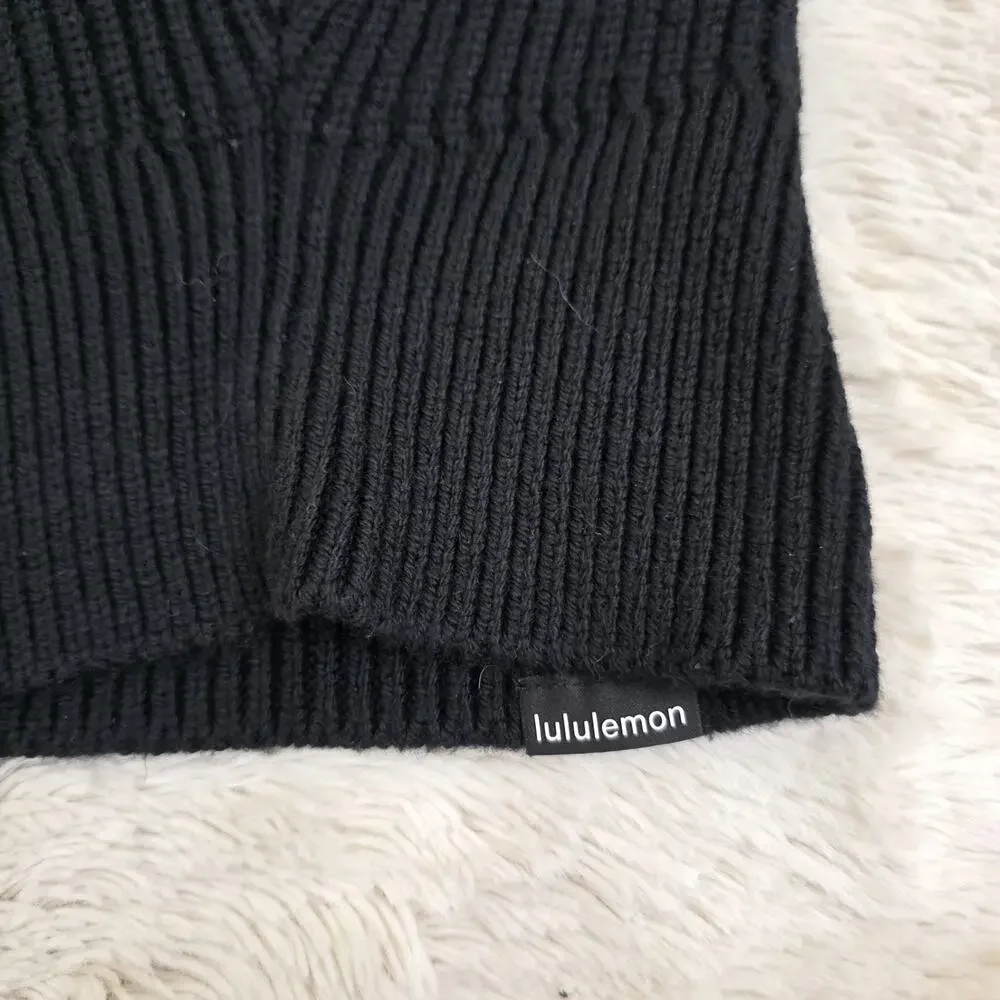 Lululemon Ribbed Knit Merino Wool Blend Balaclava Size S/M Black Hat Beanie